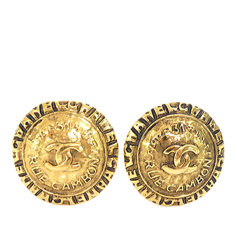 Pre-Loved Chanel CC Gold Plated Logo Round Clip On Earrings